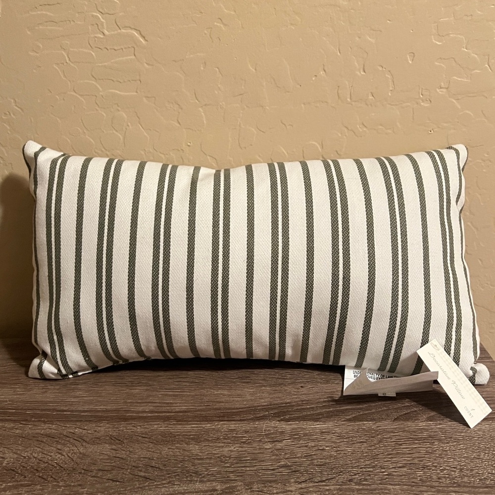 Target Bullseye Lumbar Throw Pillow Off White Green Stripes NWT